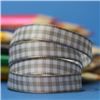 Order  10mm Gingham Ribbon - Steel/White